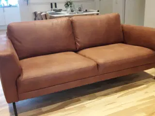 Lædersofa, 2,5 pers i cognac