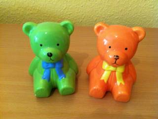 2 stk. søde bamse sparebøsser i porcelæn