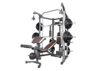 Træning station, stort sæt m. 314kg. vægtskiver.