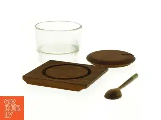 Lüthje 1960er Teak Beholder med ske (str. 10 x 11 cm)