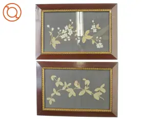 Antikke Billedrammer med blomster broderier (str. 50 x 34 cm)