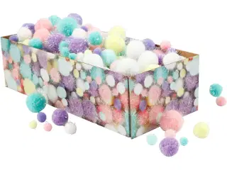 Pomponer, diam. 15-40 mm, glitter, pastelfarver, 400g/ 1 pk.