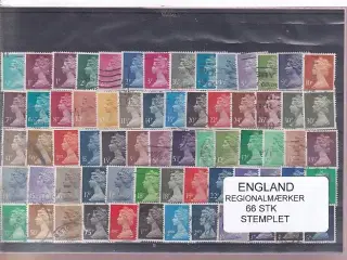England - Regionalmærker - 66 Stk. - Stemplet