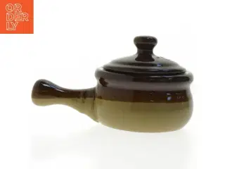 Keramisk lågkrukke med håndtag (str. Ø 12 cm)