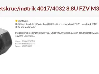 M36 bolter kv.8.8 varm-galvaniseret(FZV)-CE