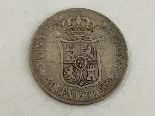 40 Centimos de Escudo 1866 Spain