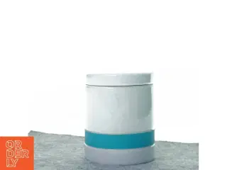 smuk og stilren porcelænskrukke med siliconebånd og låg (str. 12 cm)