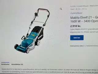 Makita ELM 4121 1600 Watt  elektrisk Plæneklipper