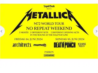 Metallica billet 14-16 juni parken 