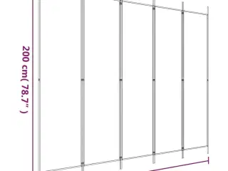 5-panels rumdeler 250x200 cm stof sort