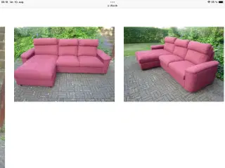 Sofa i flot vinrød farve 
