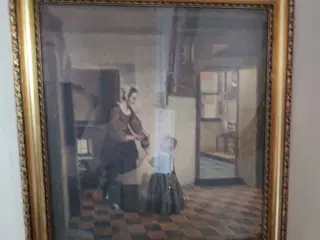 Retro billede af mor i stuen sammen med datteren 