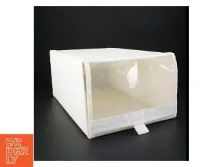 Hvid stofopbevaringsboks til sko (str. 35 x 23 x 16 cm)