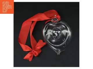 Glashjerte med rød sløjfe (str. 11 cm)