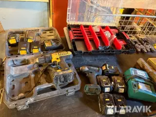 Skruemaskine og slagnøgle Dewalt, Makita
