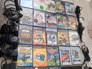 Playstation 2 med tilbehør 