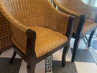 2 fletstole / kurvestole i rattan med træben