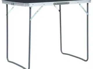 Foldbart campingbord med metalstel 80x60 cm grå