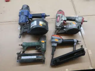 4 stk. sømpistoler til trykluft