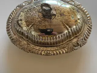 Smørskål med låg sølvbelagt 