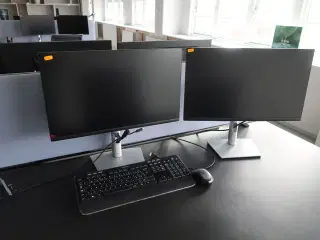 2 stk. computerskærme DELL P2422HE, tastatur, mus
