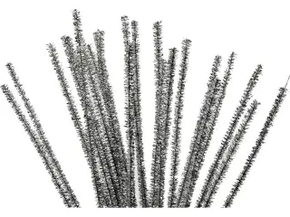 Chenille, L: 30 cm, tykkelse 6 mm, glitter, sølv, 24stk./ 1 pk.