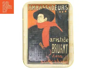 Rektangulært dekorationsfad med Aristide Bruant motiv (str. 41x31 cm)