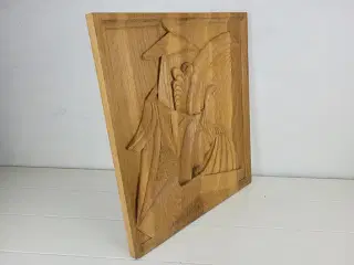 Vintage relief håndlavet og udformet i egetræ