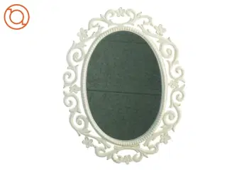 Ovalt spejl med hvid dekorativ ramme (str. 50 x 39 cm)