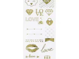 Stickers, love, ark 10x24 cm, guld, 1 ark