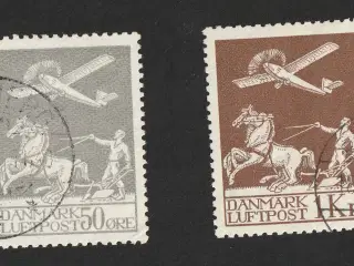 Danmark Luftpost 50 øre og 1 kr katalog værdi 3400