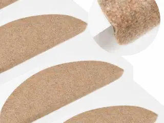 Selvklæbende trappemåtter 15 stk. 56x17x3 cm beige