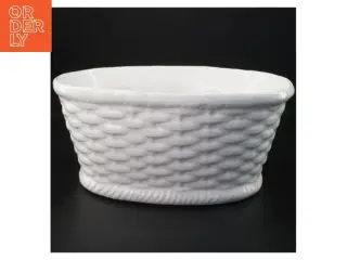 Hvid kurveflet porcelænsskål (str. 27 x 20 x 12 cm)