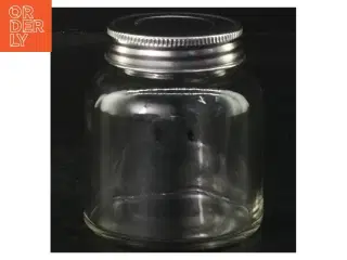 Glasbeholder med metal låg fra Søstrene Grene (str. Ø 7,5 x 8,5 cm)