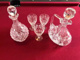 Krystal karafler / kande og 3 glas