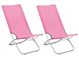 vidaXL foldbare strandstole 2 stk. stof pink