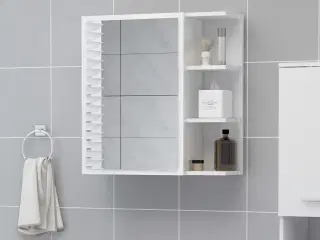 Badeværelsesskab spejl 62,5x20,5x64 cm konstrueret træ hvid