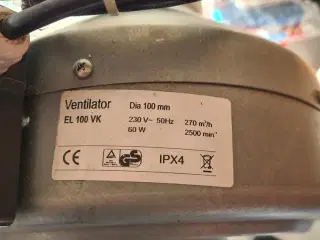 Kanalventilator EL 100 VK galvaniseret.