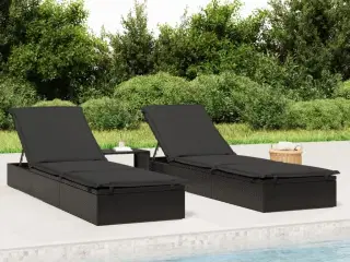 Liggestol 1 stk. med hynde 201x55x62 cm polyrattan sort