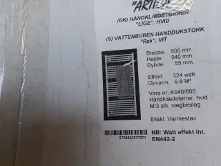 Håndklædetørrer "Artica" , lige hvid 60x94x5,5