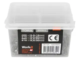 4 pk. Work-it Skrueboks TORX Small til indendørs brug 1185 stk
