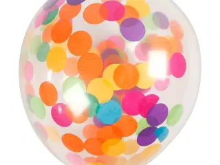 Balloner med konfetti, runde, diam. 23 cm, transparent, 4stk./ 1 pk.