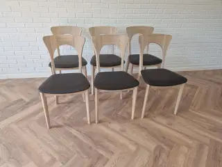 6 nye Peter stole eg/hvidolieret sort ægte læder 
