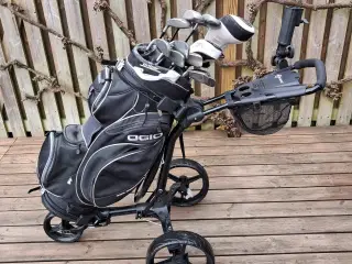 Golfudstyr inkl. vogn og bag.