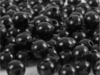 Træperler, diam. 8 mm, hulstr. 2 mm, sort, 15g/ 1 pk.