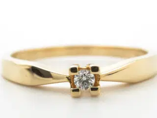 Solitaire Guld Ring Med Diamant Str. 54