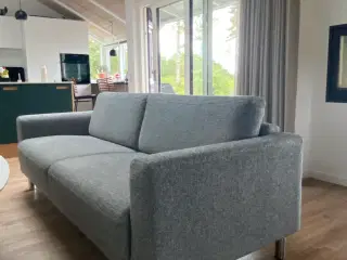 Gråblå stof 3 personers sofa 2 stk