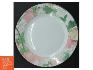 5 Porcelænstallerkener med blomstermotiv (str. 5 styk. ø. 23 cm)