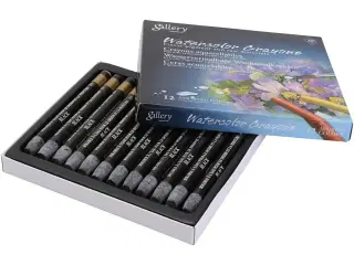 Gallery Akvarel Kridt, Sort - 12 stk. Høj Kvalitet