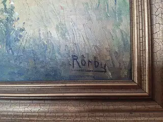 Olie på lærred Dådyr i lysning.